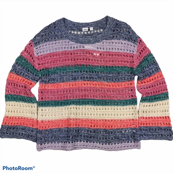 GAP Sweaters - Gap Colorful Striped Open Knit Sweater